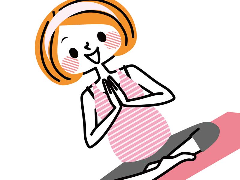 ヨガをしている妊婦さんのイラスト
