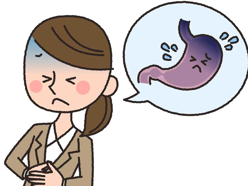 ストレスで胃の調子が悪い妊婦さんのイラスト