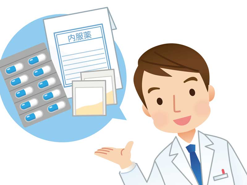 処方薬を出す医者のイラスト