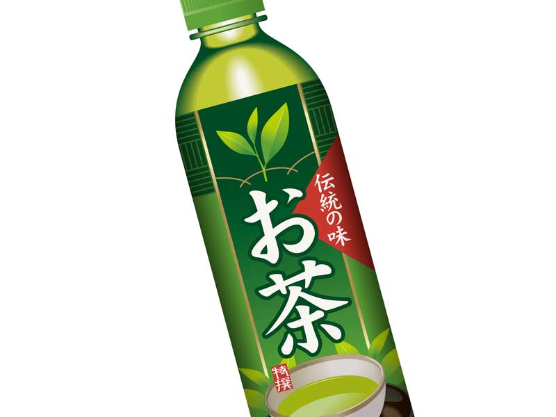 ペットボトルの緑茶のイラスト
