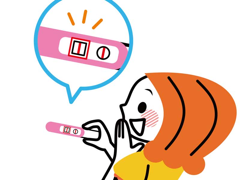 妊娠検査薬を使う妊婦さんのイラスト