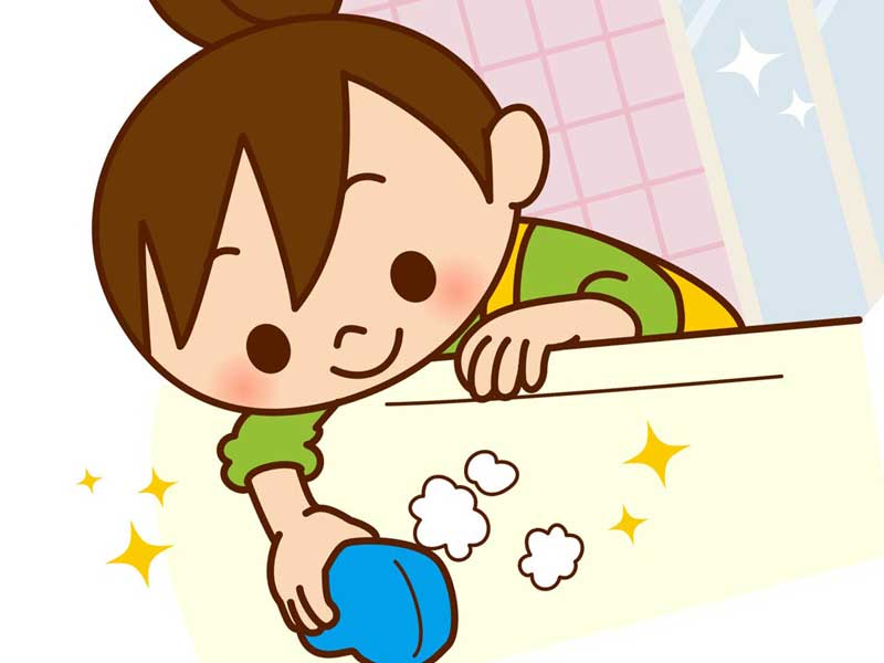 家事をしている主婦のイラスト