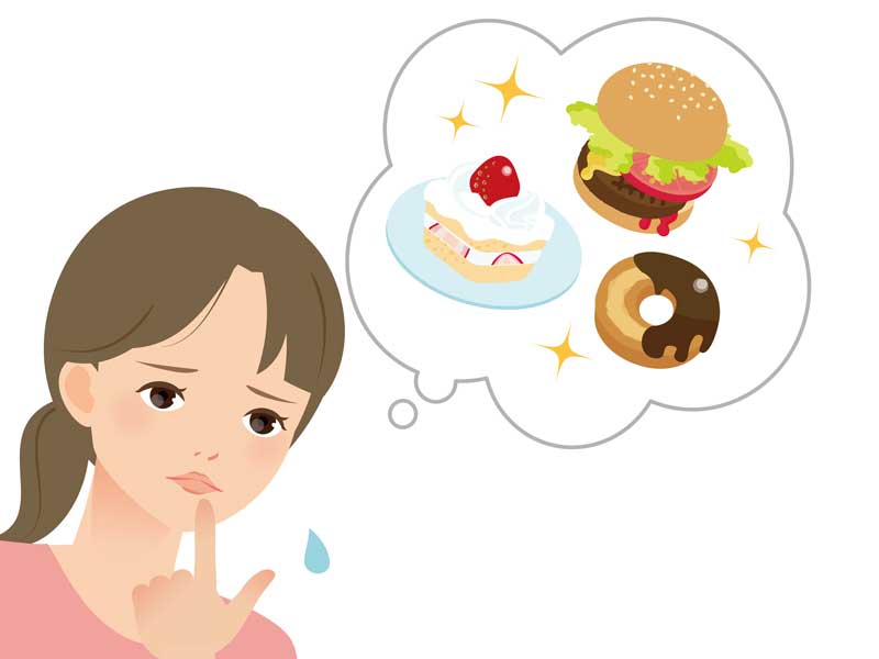 甘い物を食べたい妊婦さんのイラスト