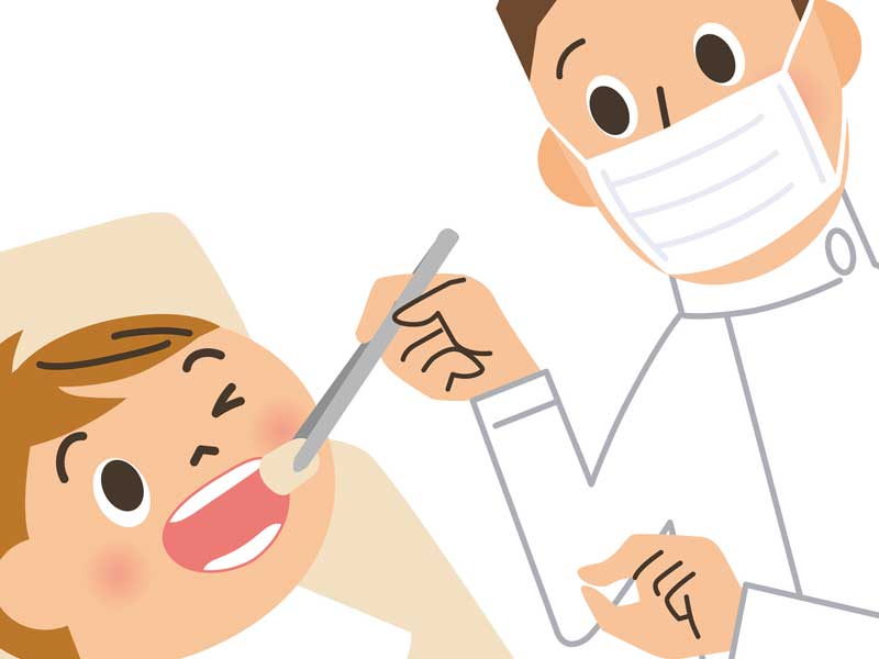 子供に治療をしている歯医者さんのイラスト