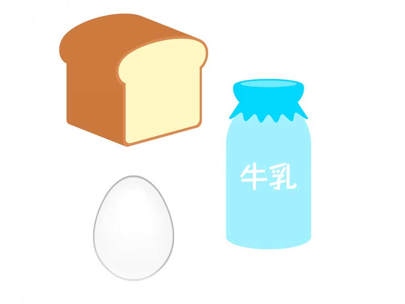 アレルギーを起こしやすい食べ物のイラスト