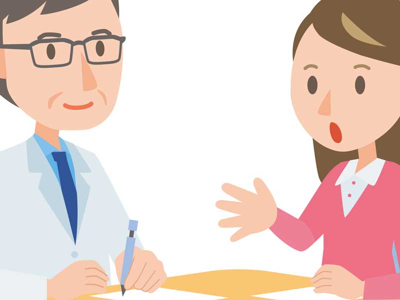 医師と相談する妊婦さんのイラスト