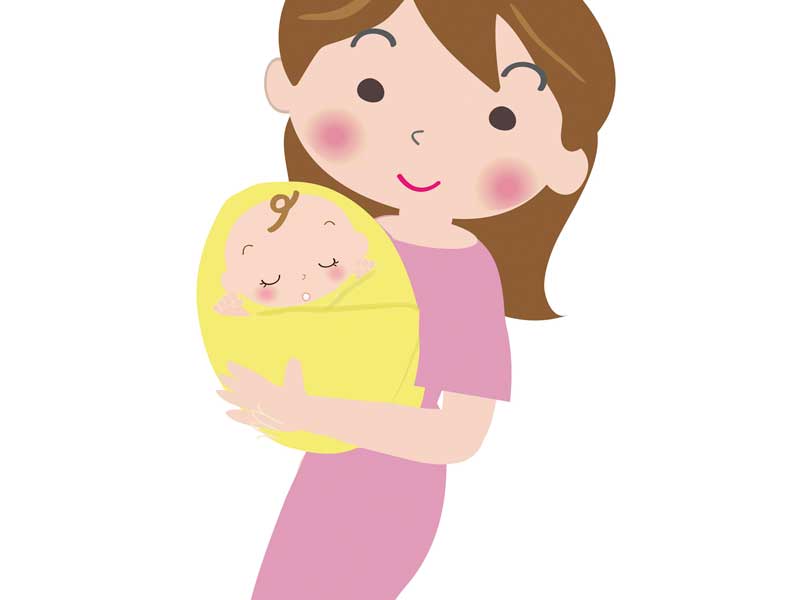 赤ちゃんを抱っこするお母さんのイラスト