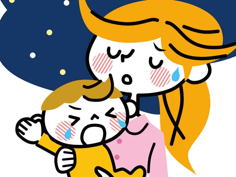 夜泣きする赤ちゃんのイラスト