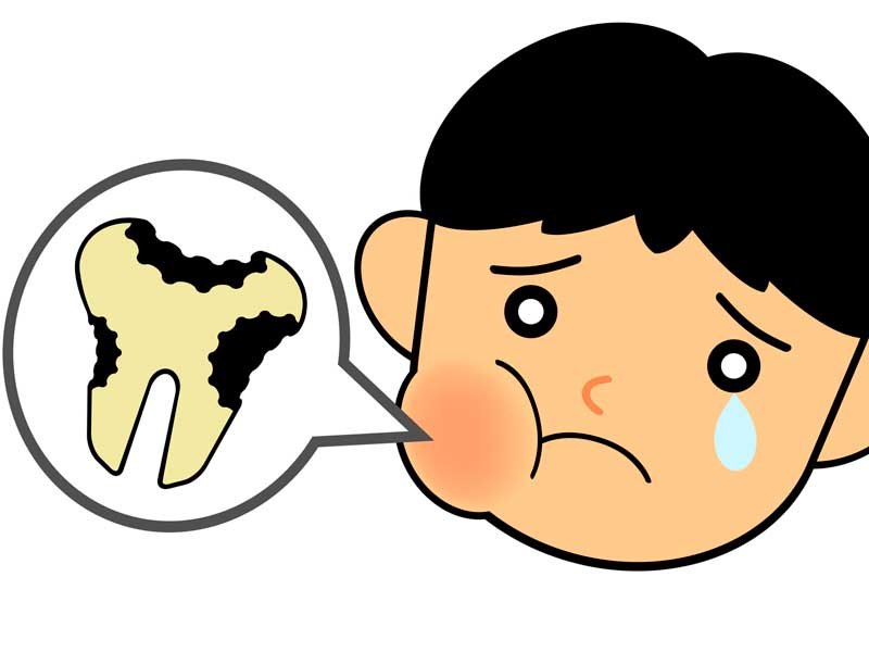 虫歯の子供のイラスト