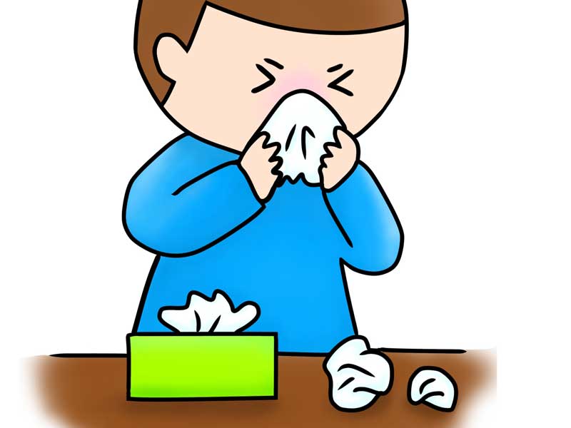 鼻炎の男の子のイラスト