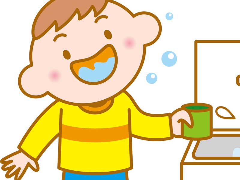 うがいをしている子供のイラスト