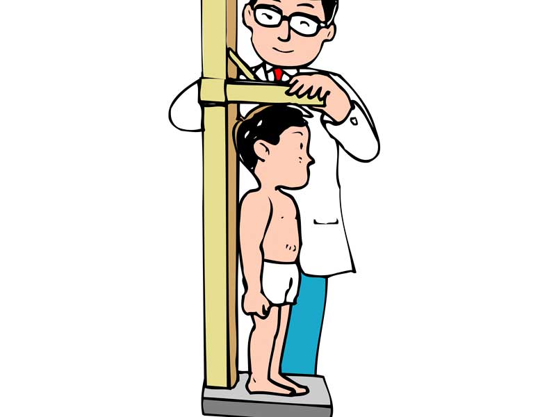 身長測定をしている子供のイラスト