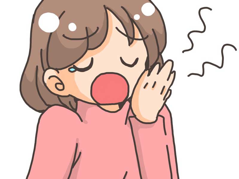 あくびをしている妊婦さんのイラスト