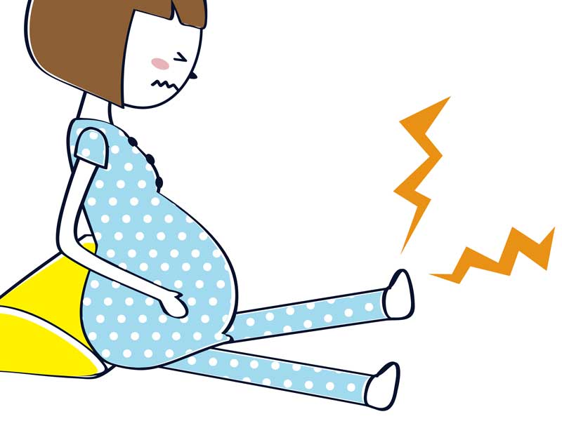 足がつる妊婦さんのイラスト