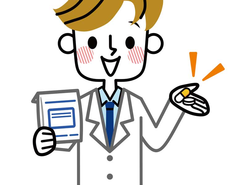 処方薬を出す医師のイラスト