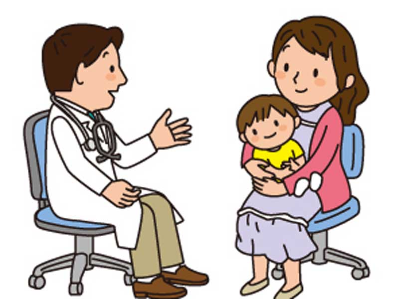 医師に相談する親子のイラスト