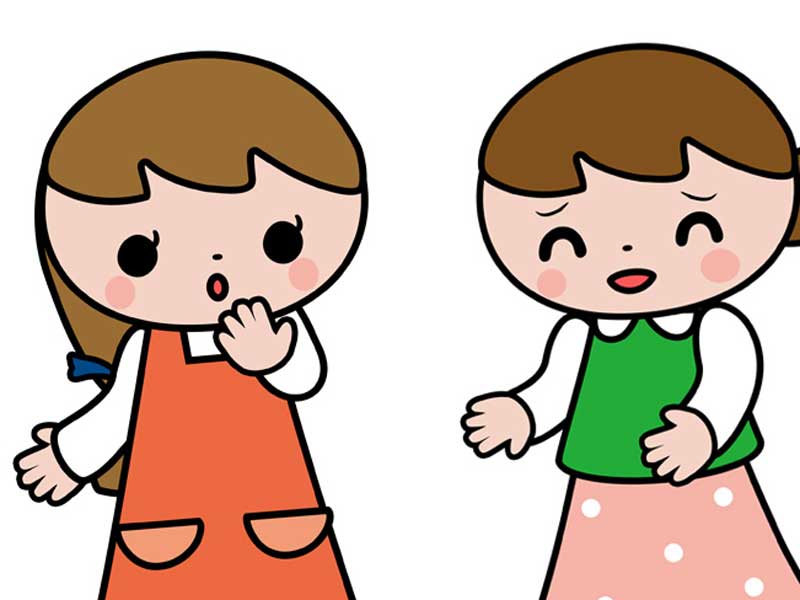 先生と話をしているママのイラスト
