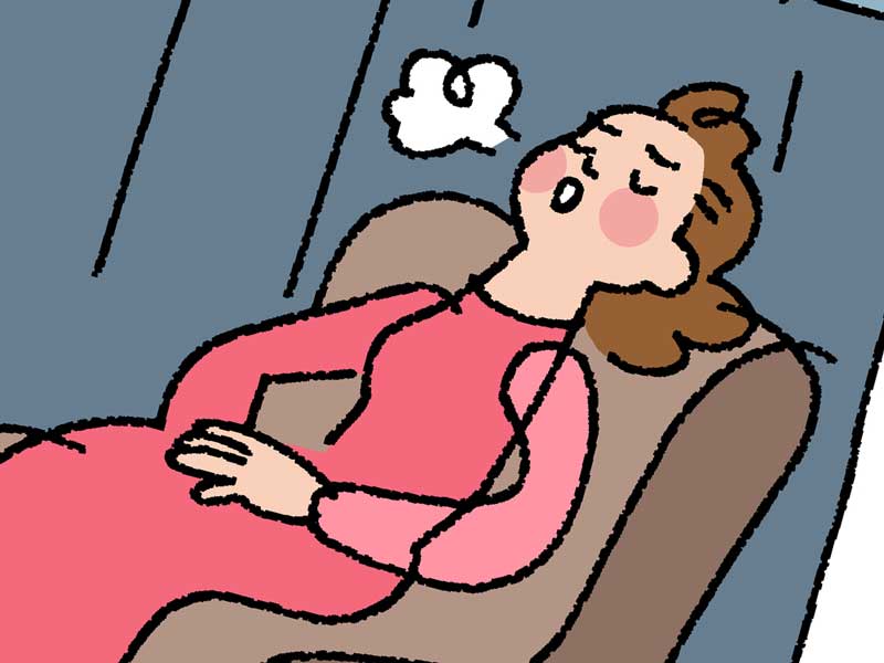 安静にしている女性のイラスト