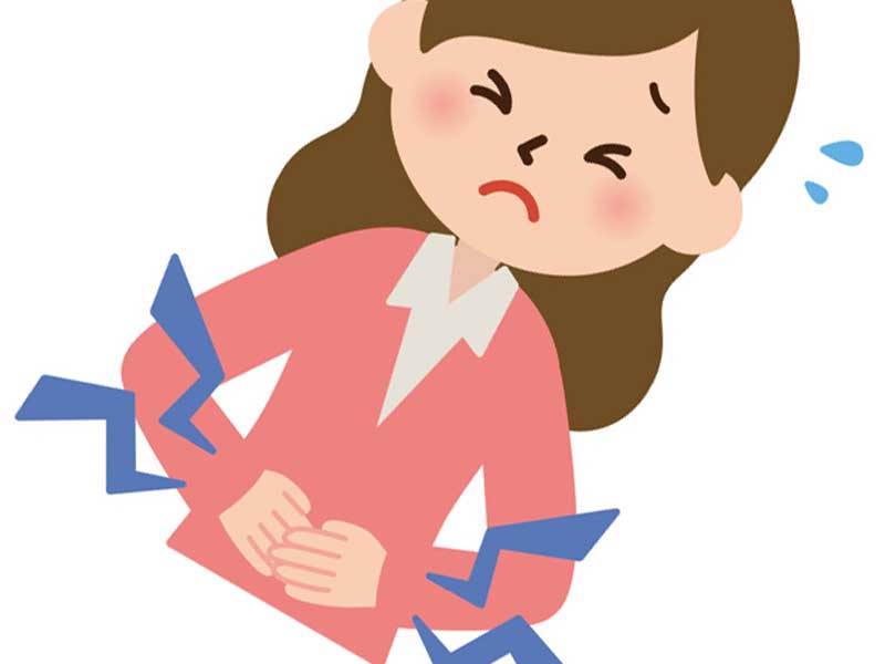 腹痛の女性のイラスト