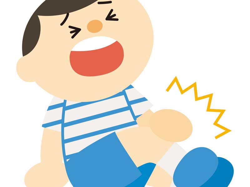 膝が痛い少年のイラスト