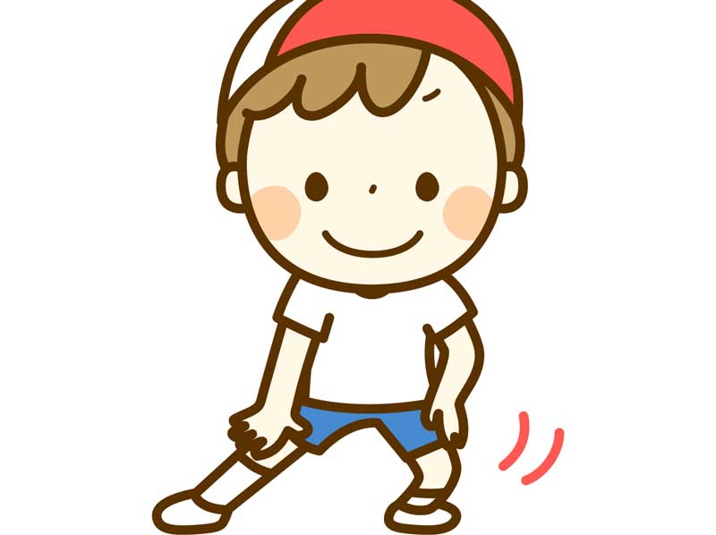 ストレッチをしている子供のイラスト