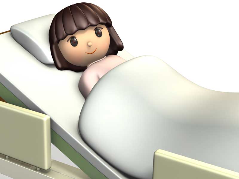 入院をしている女の子のイラスト