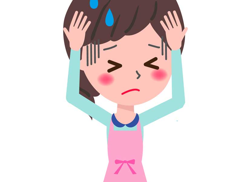 悩むママのイラスト