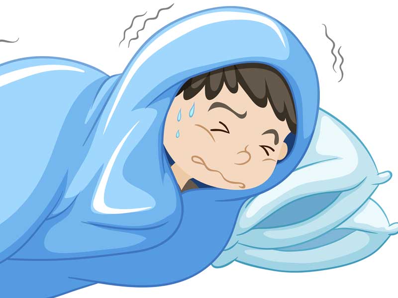 怖い夢を見た子供のイラスト