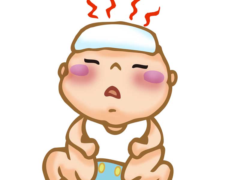 風邪を引いた赤ちゃんのイラスト