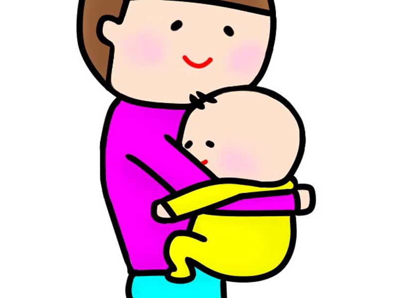 赤ちゃんを抱っこするお母さんのイラスト