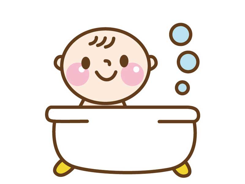 入浴をしている赤ちゃんのイラスト