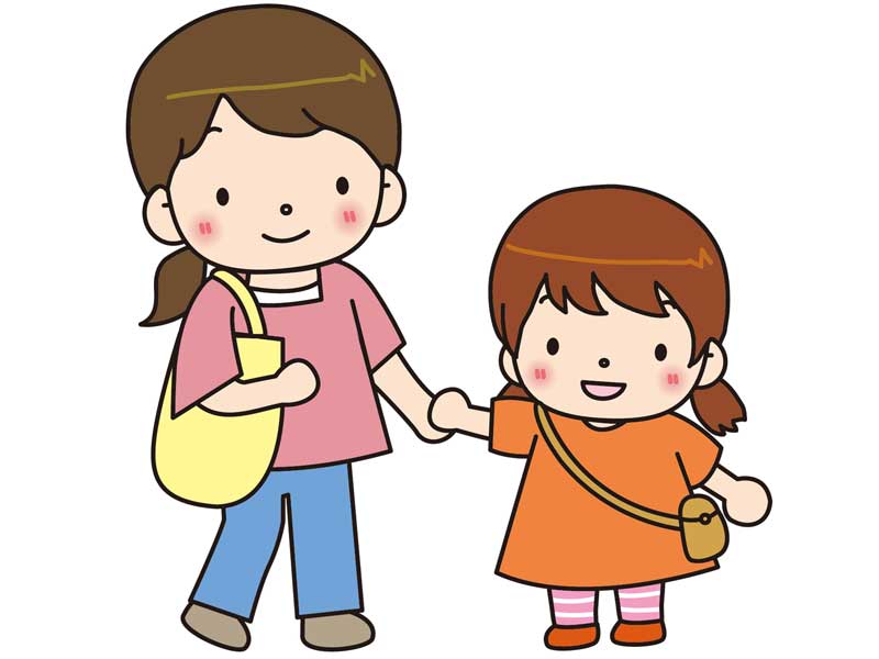 お出かけする親子のイラスト