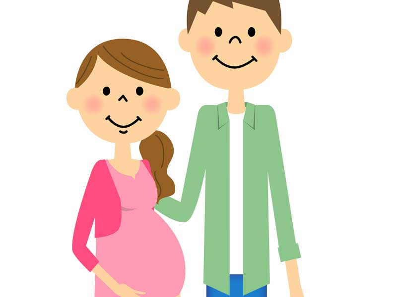 妊娠してるママとパパのイラスト