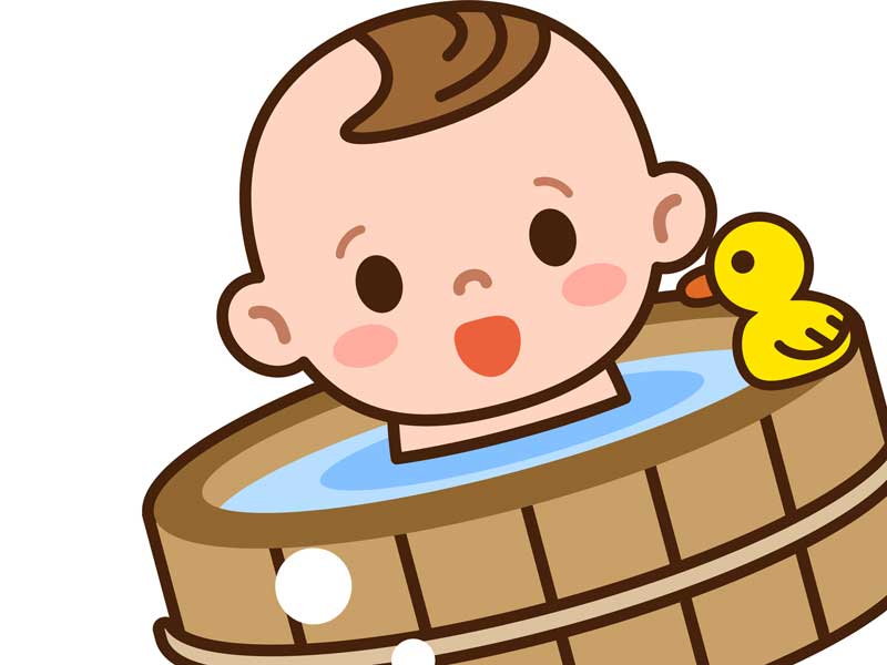 お風呂に入る赤ちゃんのイラスト