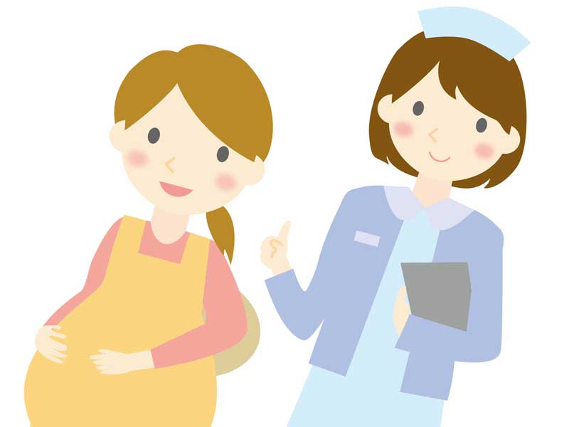 妊婦さんと看護婦さんのイラスト