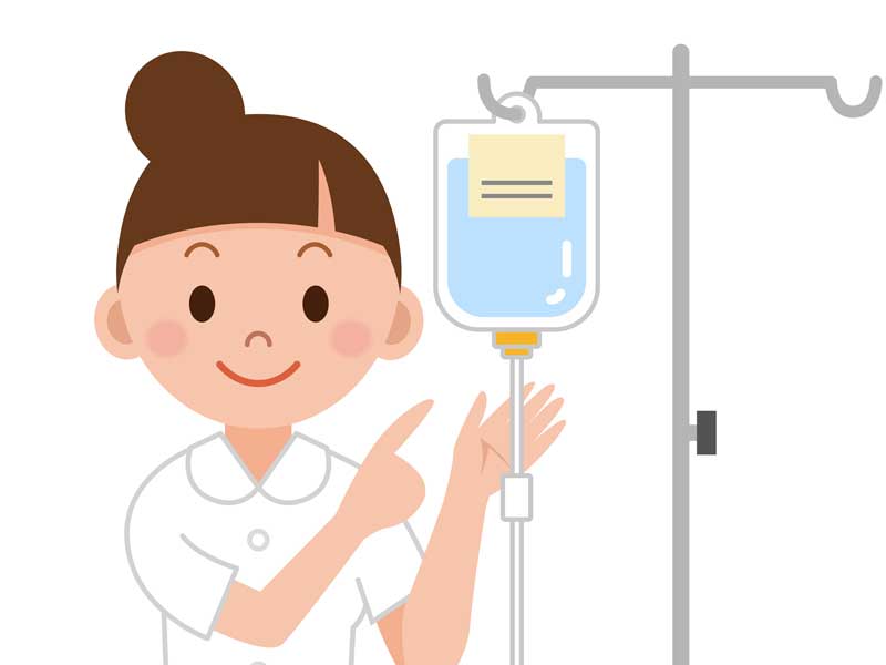 点滴と看護婦さんのイラスト