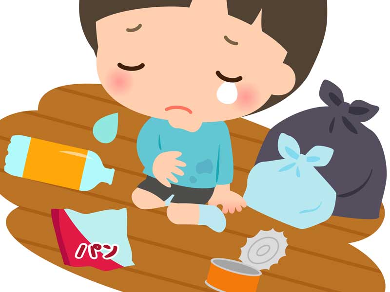 お腹が空いて泣く子供のイラスト