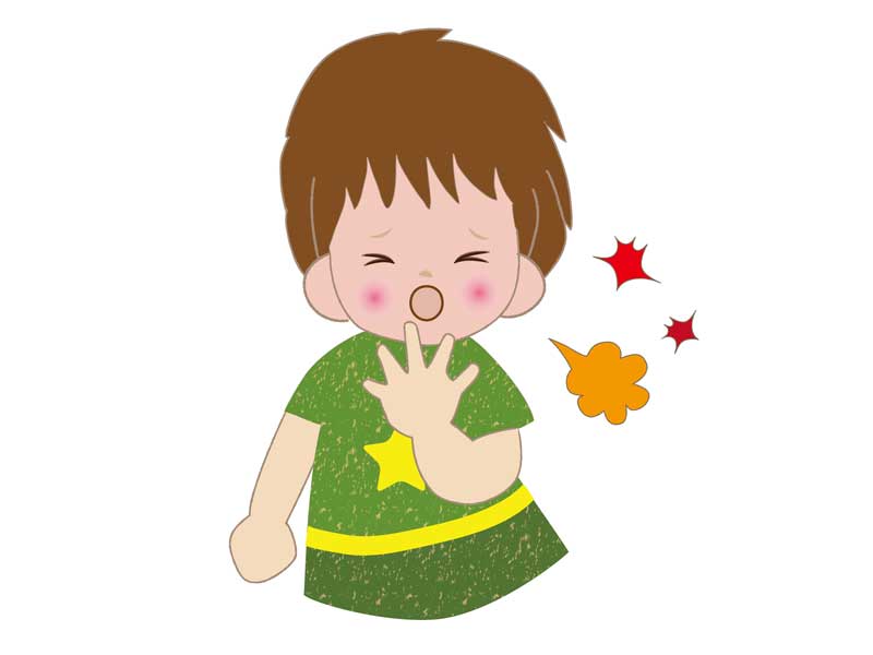 喘息の男の子のイラスト