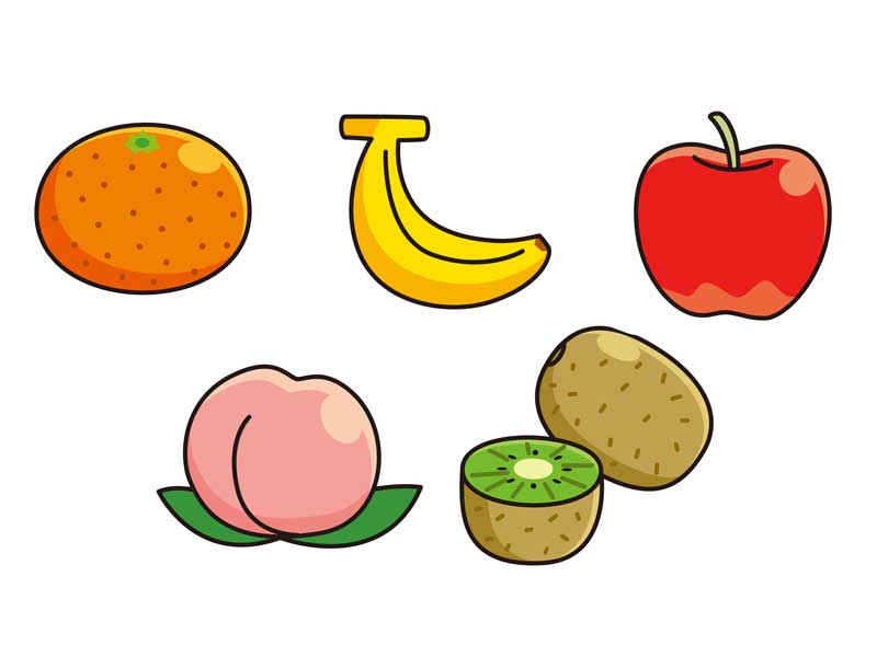 食物アレルギーの原因となる果物のイラスト