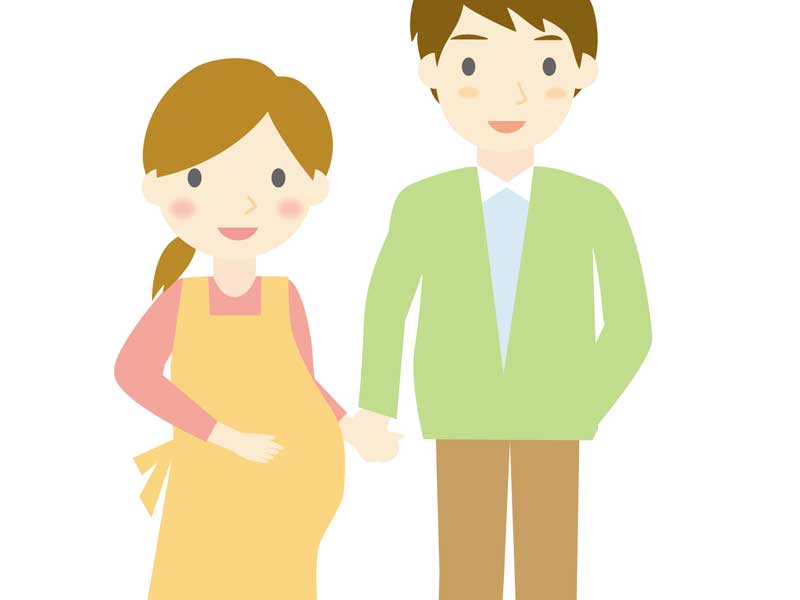 妊娠しているママとパパのイラスト