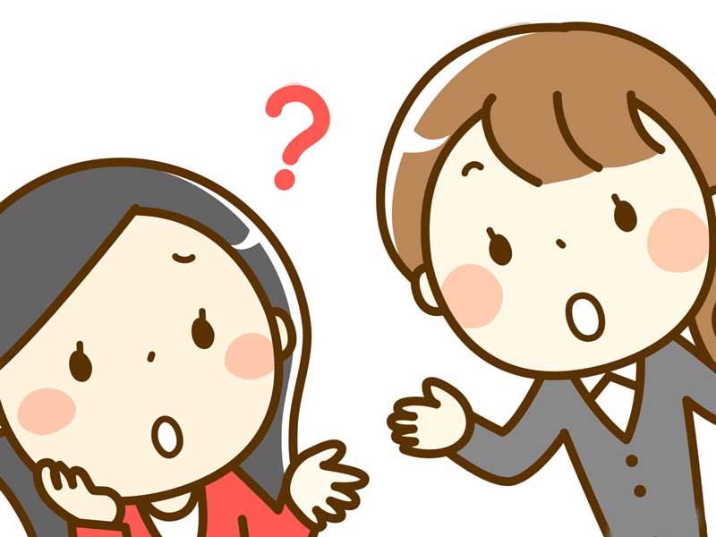問い合わせをするお母さんのイラスト