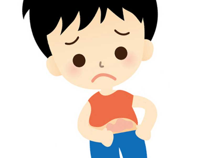 発疹する男の子のイラスト