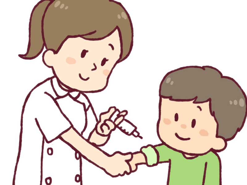 予防接種を受ける男の子のイラスト