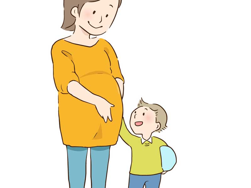 妊婦さんと男の子のイラスト