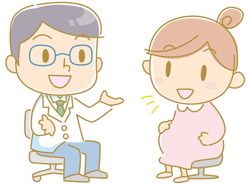妊婦さんとお医者さんのイラスト