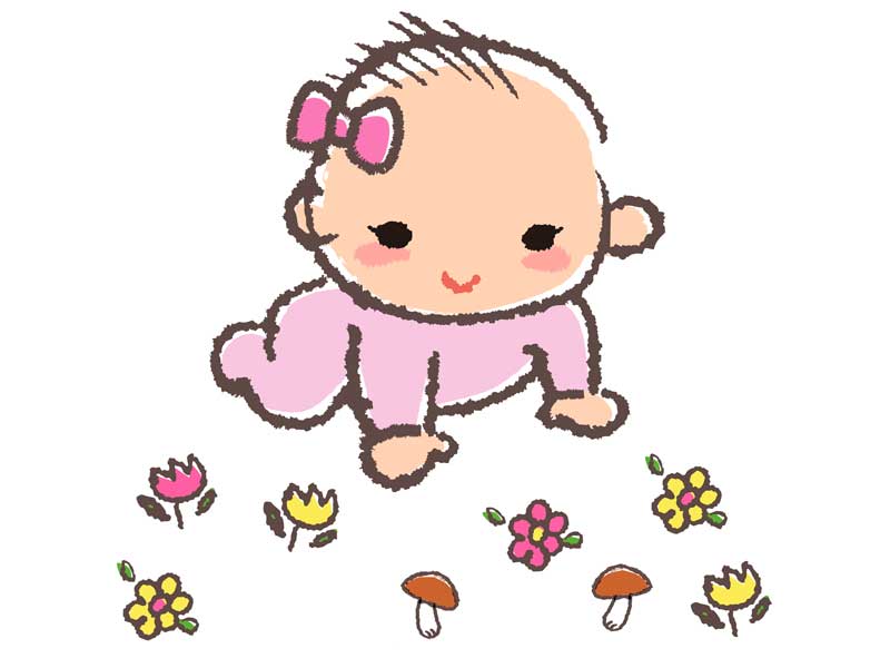 はいはいする女の子のイラスト