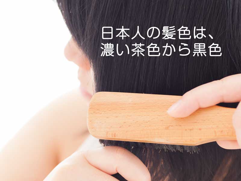 ブラッシングする黒髪の女性