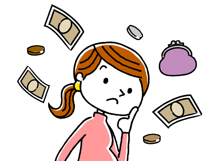 お金のことを考える女性イラスト お金のことを考える女性イラスト