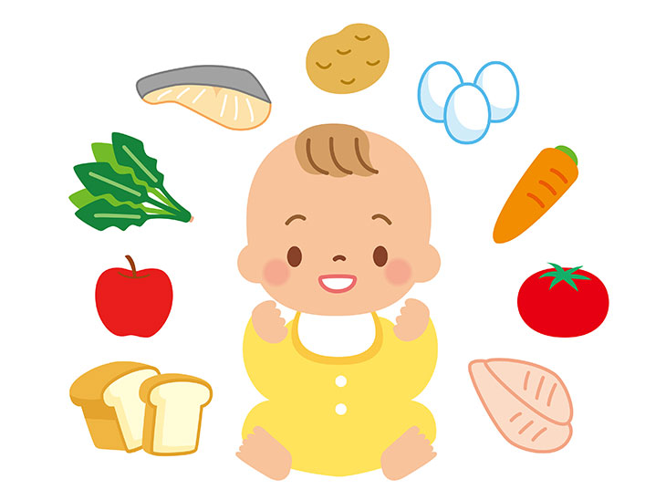 赤ちゃんと食べ物イラスト