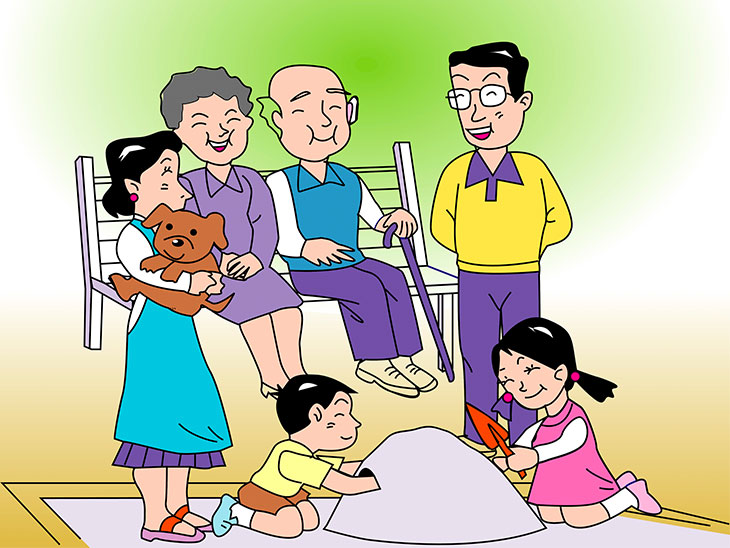 三世代家族イラスト